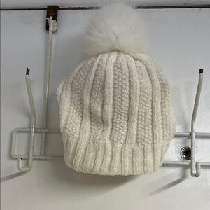 Cozy White Knit Pom-Pom hat for Kids